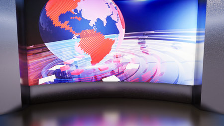 3D Virtual TV Studio News, 3d illustration