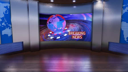 3D Virtual TV Studio News, 3d illustrationの写真素材
