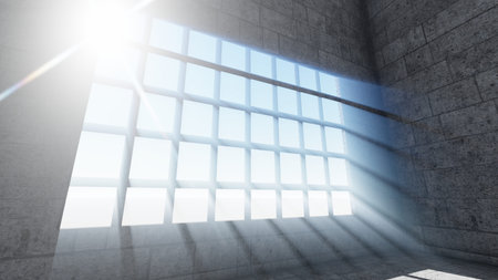 Rays Light Window background,3D Rendering