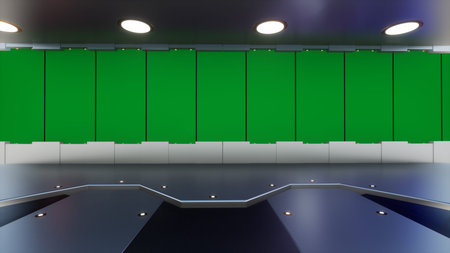 News Studio, Backdrop For TV Shows .TV On Wall.3D Virtual News Studio Background, 3d illustration