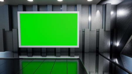 News Studio, Backdrop For TV Shows .TV On Wall.3D Virtual News Studio Background, 3d illustrationの写真素材