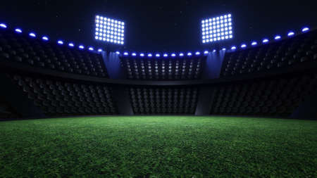 Sport stadium background, flashing lights . Glowing stadium lightsの写真素材