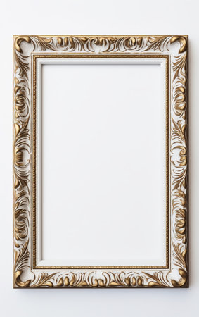 Wooden frame for picture on white backgroundの素材
