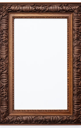 Wooden frame for picture on white backgroundの素材
