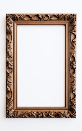 Wooden frame for picture on white backgroundの素材