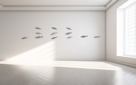 Empty minimal room interior design with fishbone flooringの素材