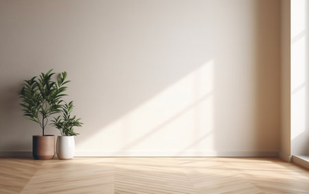 Empty minimal room interior design with fishbone flooringの素材