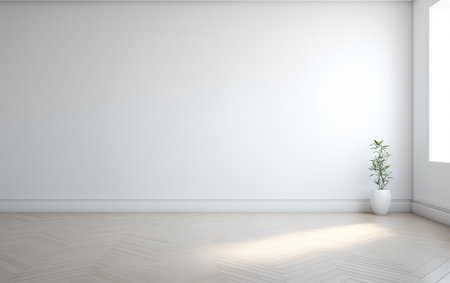 Empty minimal room interior design with fishbone flooringの素材