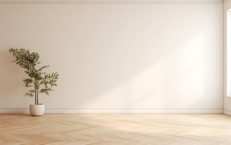 Empty minimal room interior design with fishbone flooringの素材