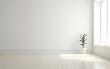 Empty minimal room interior design with fishbone flooringの素材