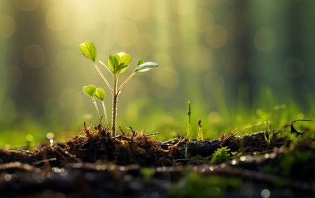 New life sprouts from green seedling in nature