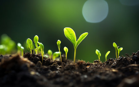 New life sprouts from green seedling in natureの素材