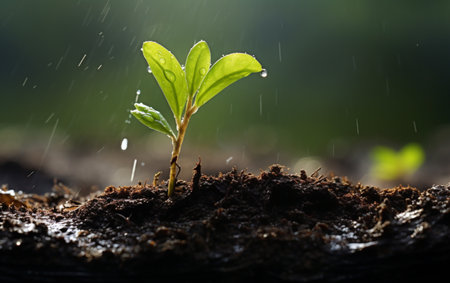 New life sprouts from green seedling in natureの素材