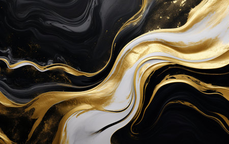 Realistic liquid marble background with goldの素材