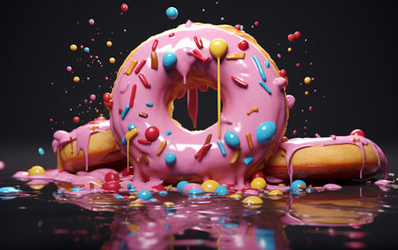 3d rendering of donut meltingの素材