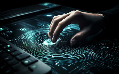 A computer identifies and measures the fingerprint on the digital surfaceの素材