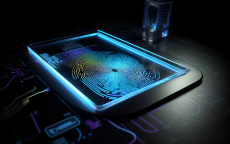 A computer identifies and measures the fingerprint on the digital surfaceの素材