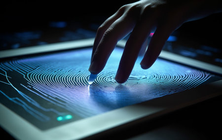 A computer identifies and measures the fingerprint on the digital surfaceの素材