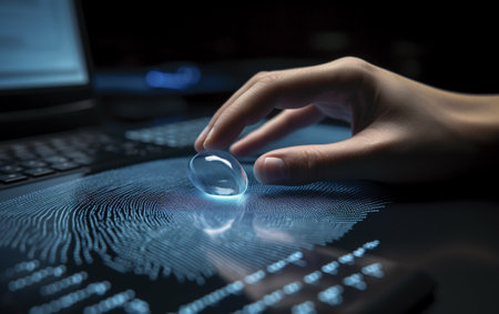 A computer identifies and measures the fingerprint on the digital surfaceの素材