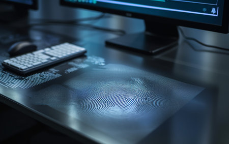 A computer identifies and measures the fingerprint on the digital surfaceの素材