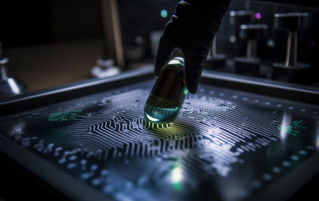 A computer identifies and measures the fingerprint on the digital surfaceの素材