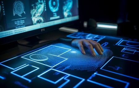 A computer identifies and measures the fingerprint on the digital surfaceの素材