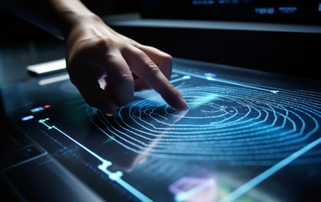 A computer identifies and measures the fingerprint on the digital surfaceの素材