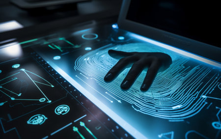 A computer identifies and measures the fingerprint on the digital surfaceの素材