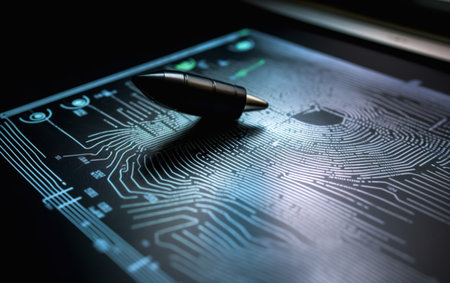 A computer identifies and measures the fingerprint on the digital surfaceの素材