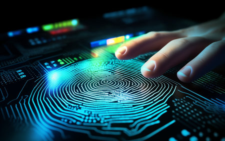 A computer identifies and measures the fingerprint on the digital surfaceの素材