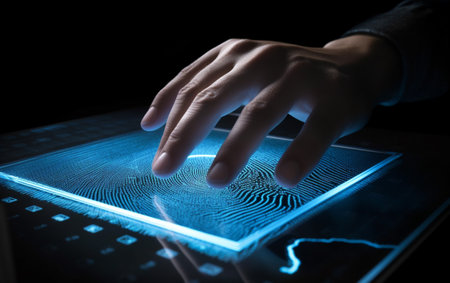 A computer identifies and measures the fingerprint on the digital surfaceの素材