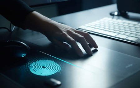 A computer identifies and measures the fingerprint on the digital surfaceの素材