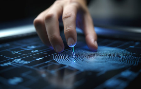 A computer identifies and measures the fingerprint on the digital surfaceの素材
