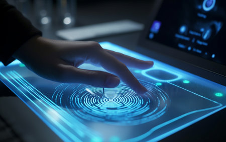 A computer identifies and measures the fingerprint on the digital surfaceの素材