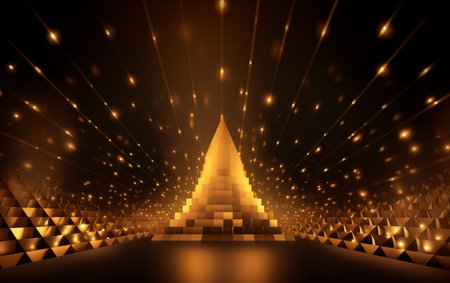 Award ceremony background with golden shapes and light rays. Abstract luxury backgroundの素材