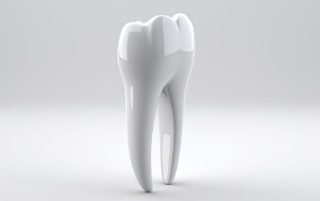 Toothpaste brush with a 3D design of white teeth in a white backgroundの素材