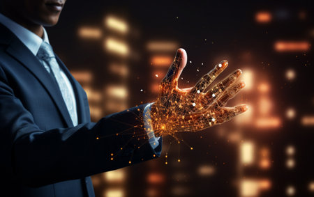 AI Artificial intelligence, Machine learning, Big data analysis and automation technology in businessの素材