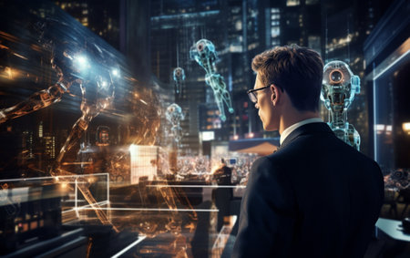 AI Artificial intelligence, Machine learning, Big data analysis and automation technology in businessの素材