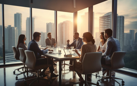 Business team and manager in a meetingの素材