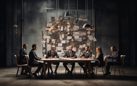 Business team and manager in a meetingの素材