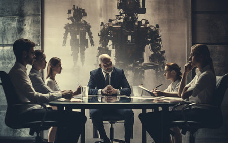 Business team and manager in a meetingの素材