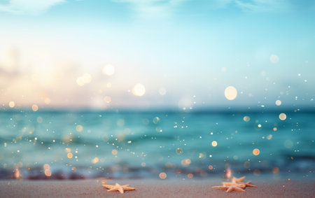 Summer beach background shot in bokeh styleの素材