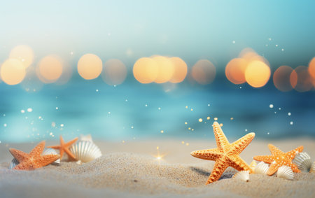 Summer beach background shot in bokeh styleの素材