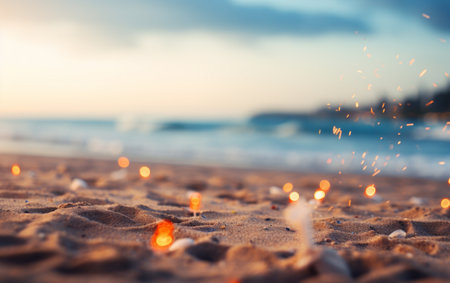 Summer beach background shot in bokeh styleの素材