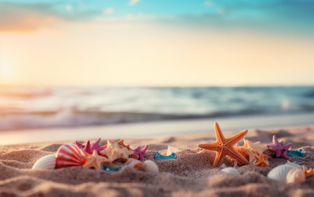 Summer beach background shot in bokeh styleの素材