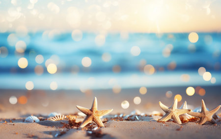 Summer beach background shot in bokeh styleの素材