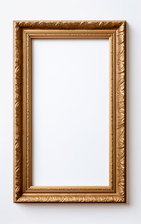 Wooden frame for picture on white backgroundの素材