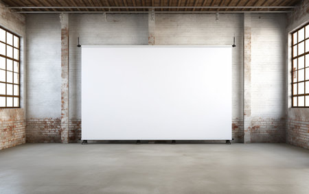 blank roll up banner display stands loft interior. Roll up blank white bannerの素材