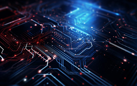Digital technology futuristic banner with circuit linesの素材