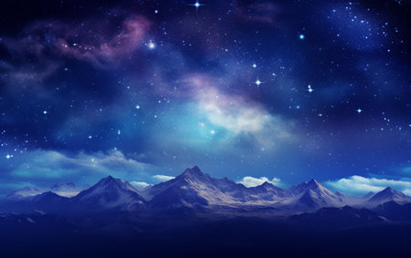 Galaxy nature aesthetic background starry sky mountain remixed mediaの素材